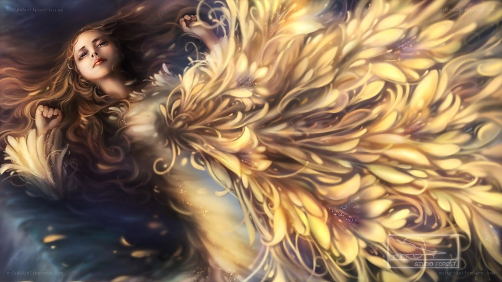 angel with golden wings