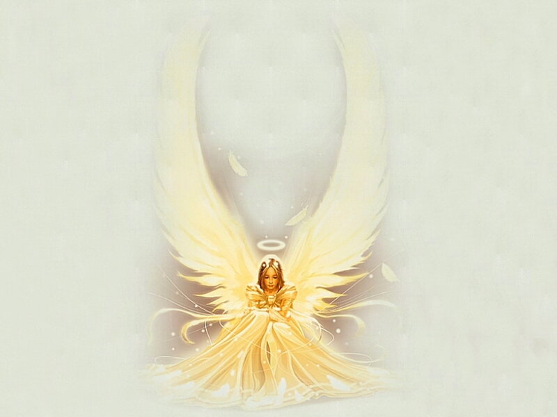 Angel with Golden Wings — White