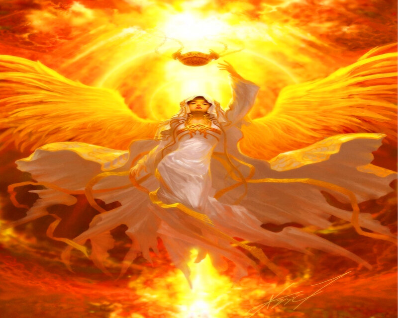 Angel with Golden Wings — Yellow, Dramatic