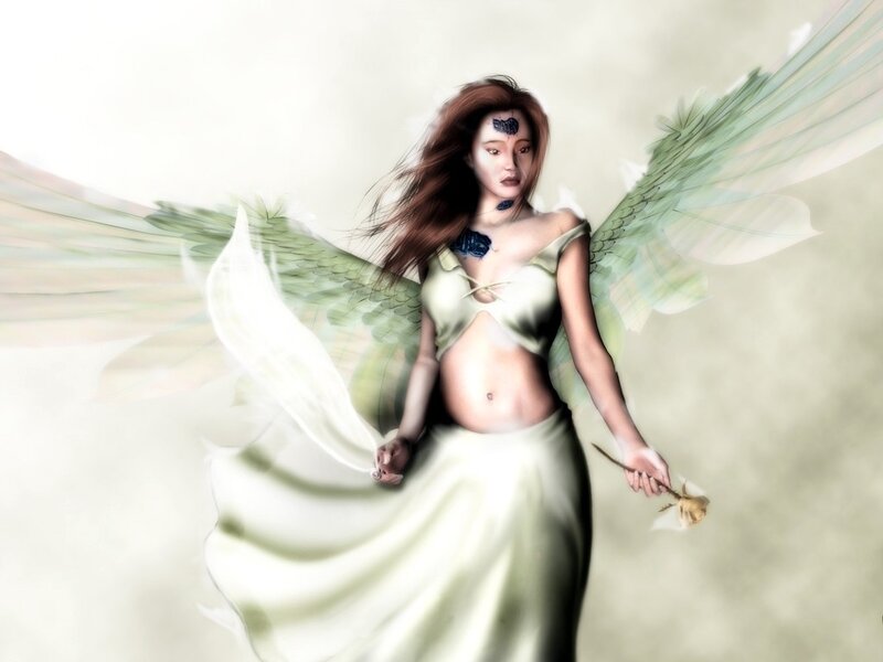angel with green wings