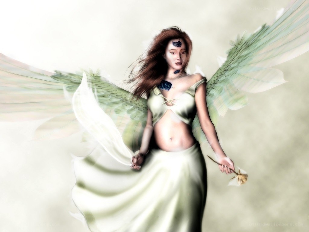 angel with green wings