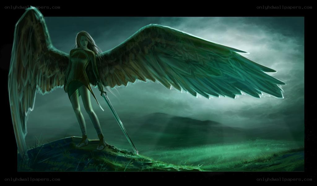 angel with green wings