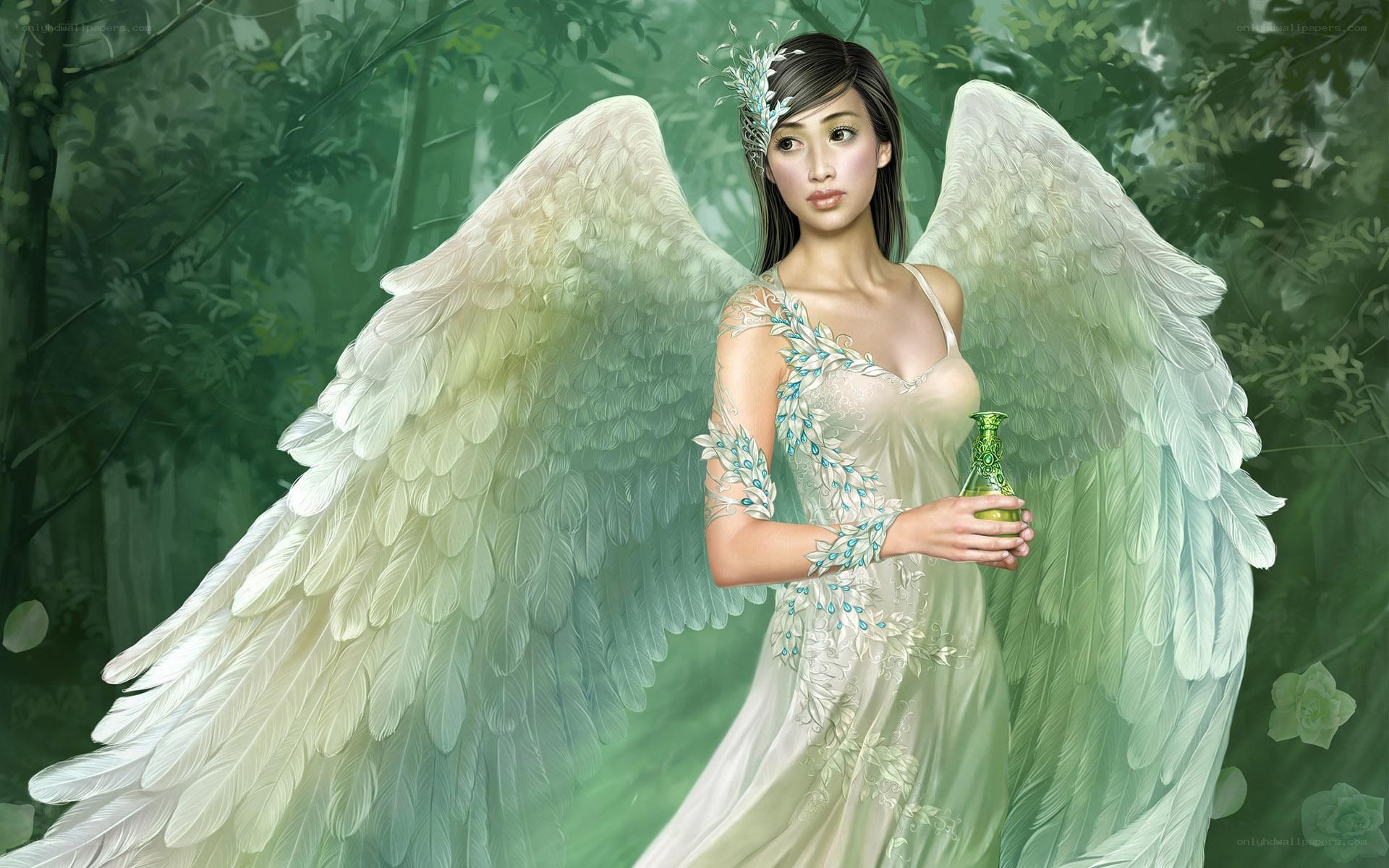 angel with green wings