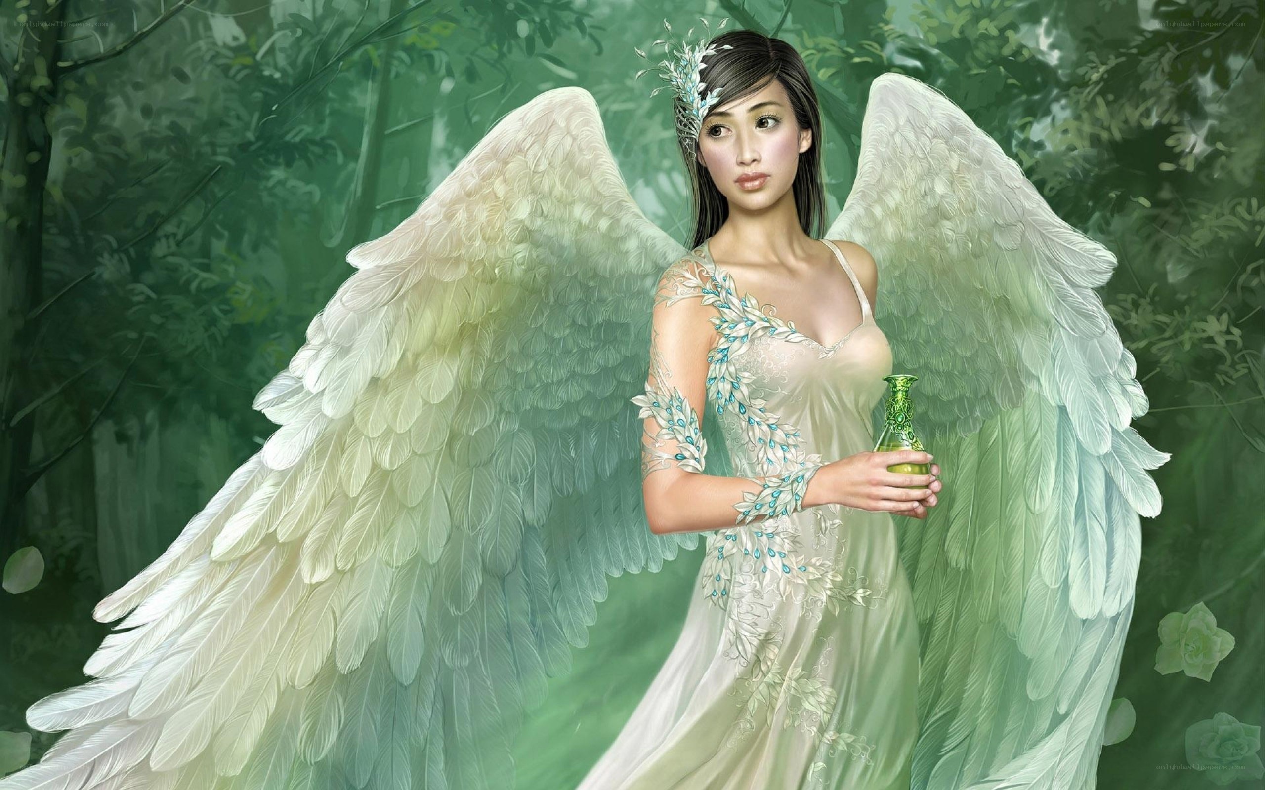 angel with green wings