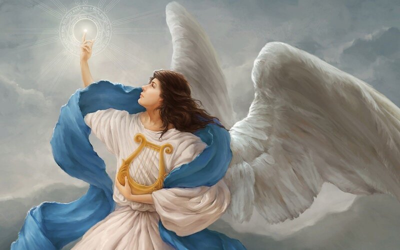 Angel with Harp — Blue