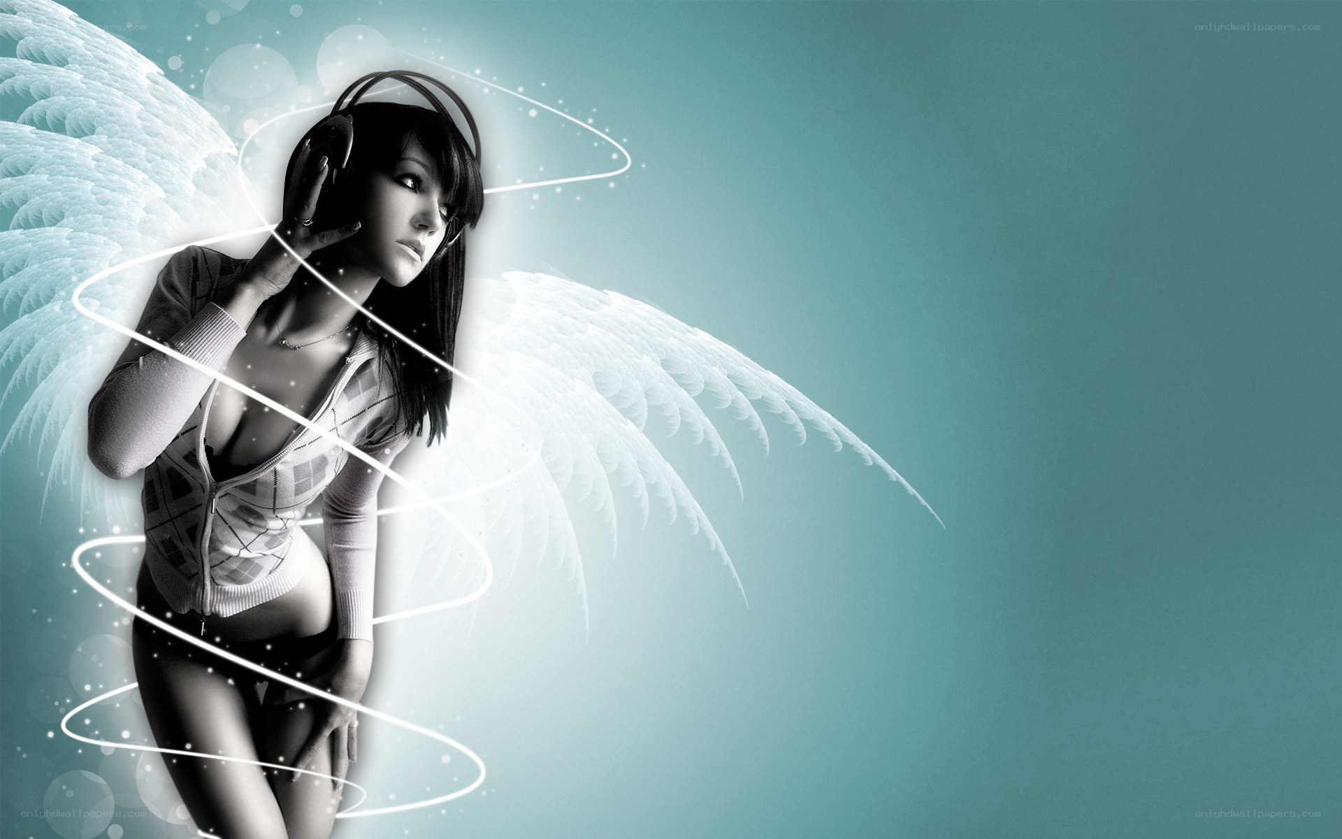 Angel with headphones