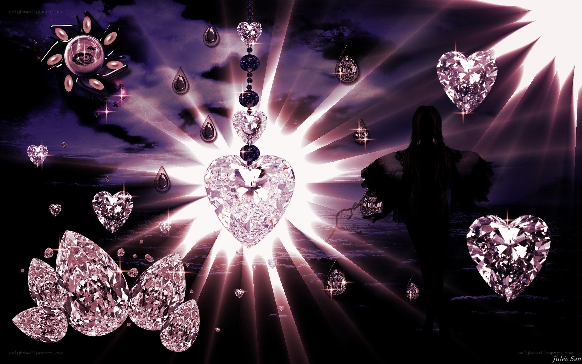 angel with heart diamonds