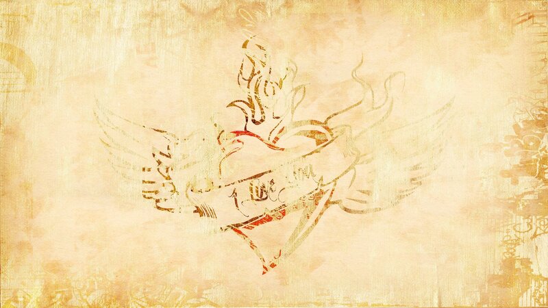 Angel with heart tattoo design
