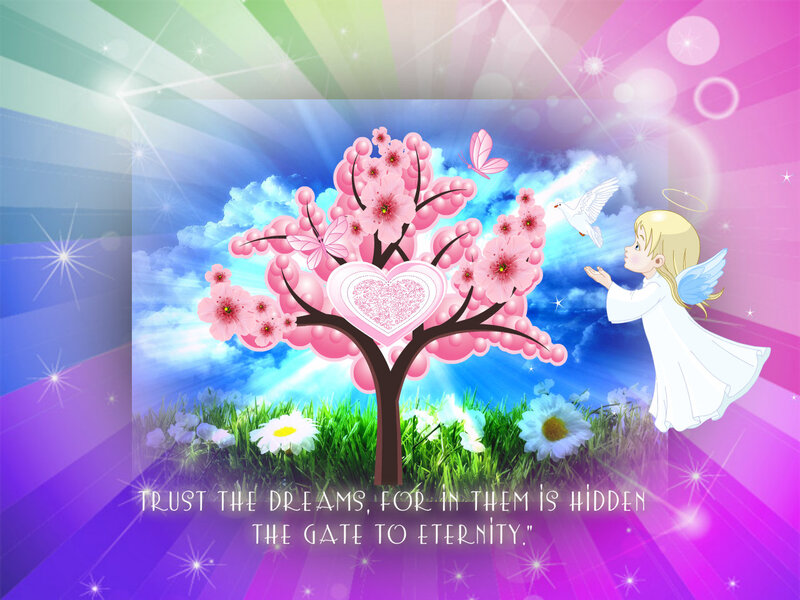 Angel with Heart Tree
