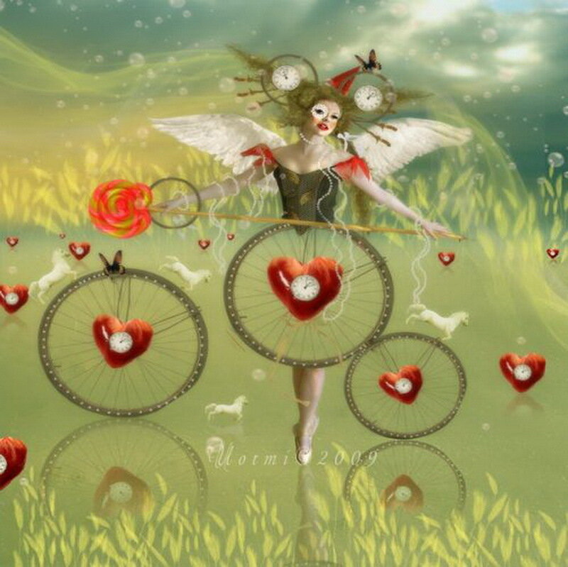 angel with heart wheels
