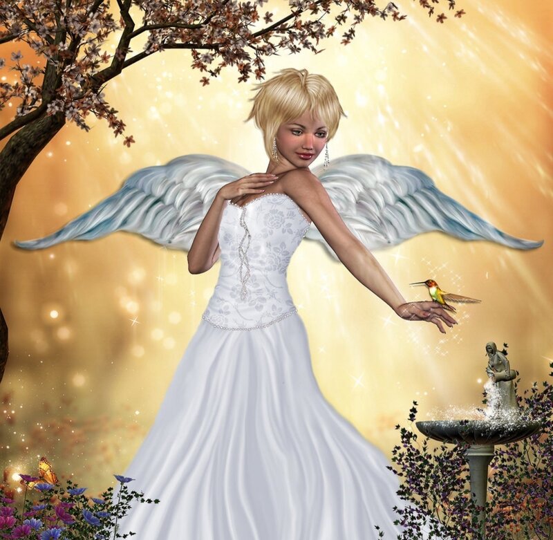 Angel with Hummingbird