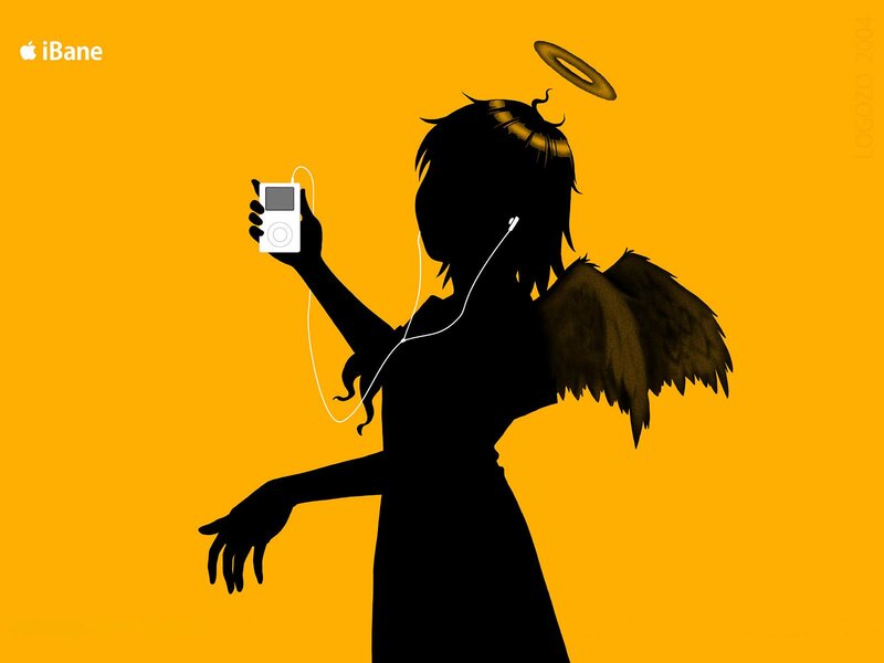 angel with ipod silhouette