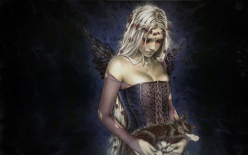angel with kitten and wings