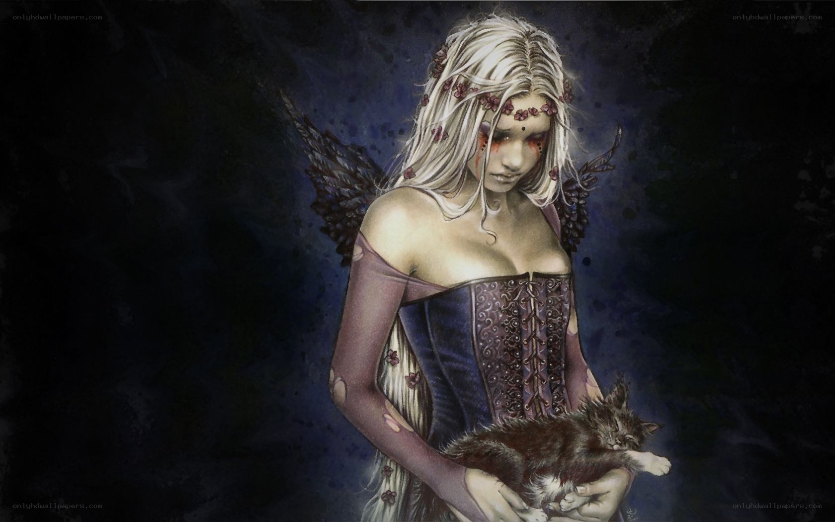 angel with kitten and wings