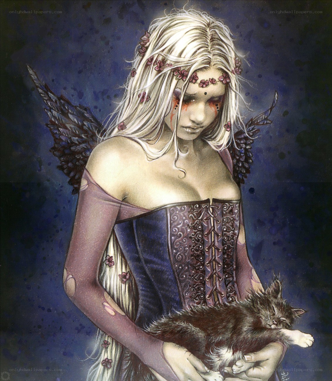 Angel with kitten and wings