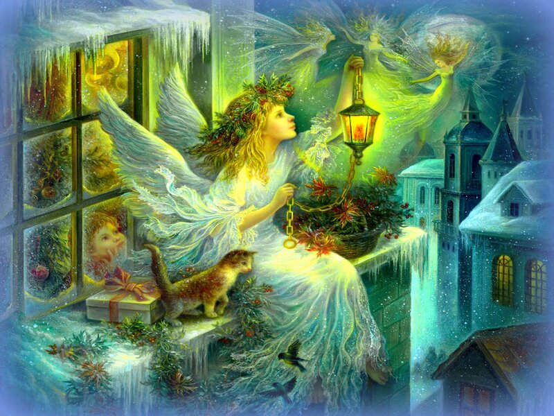 Angel with Lantern — White