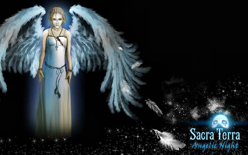 Angel with Large Wings — Black, Dramatic, Night