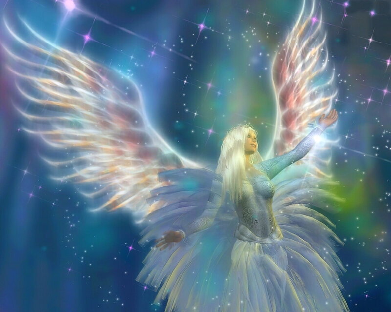 Angel with Large Wings — Blue, Ethereal