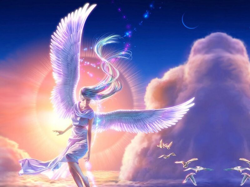 Angel with Large Wings — Blue, Serene