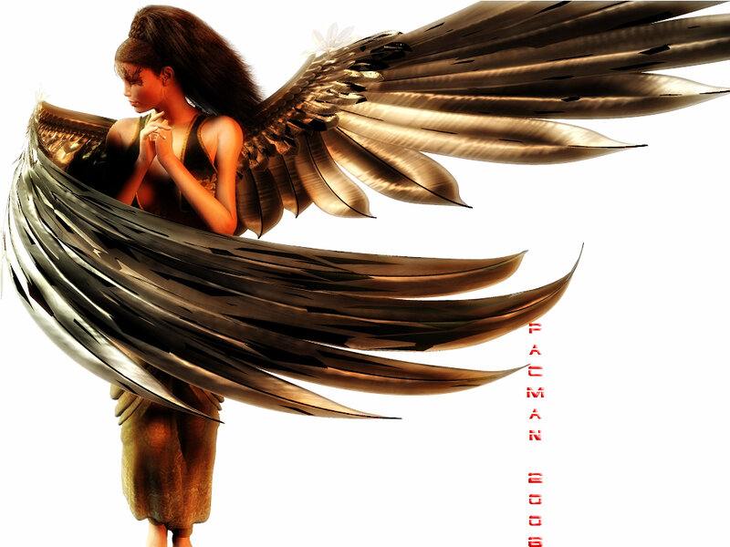 Angel with Large Wings — Gold, Dramatic, Digital Art