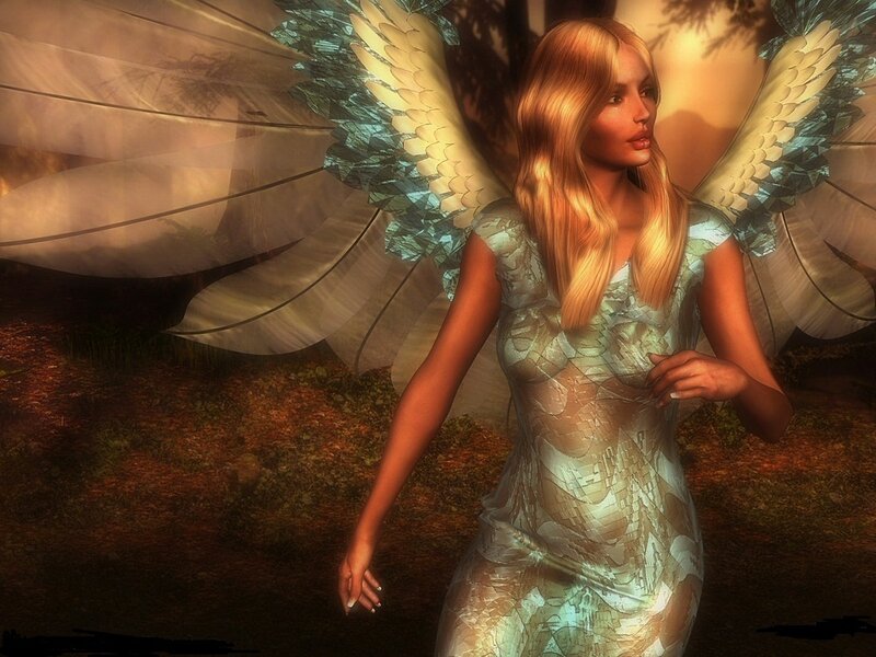 Angel with Large Wings — Gold, Serene