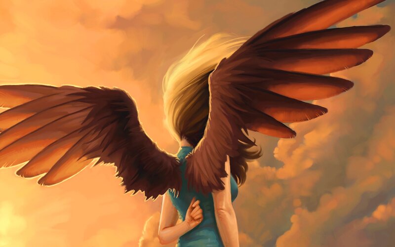 Angel with Large Wings — Orange