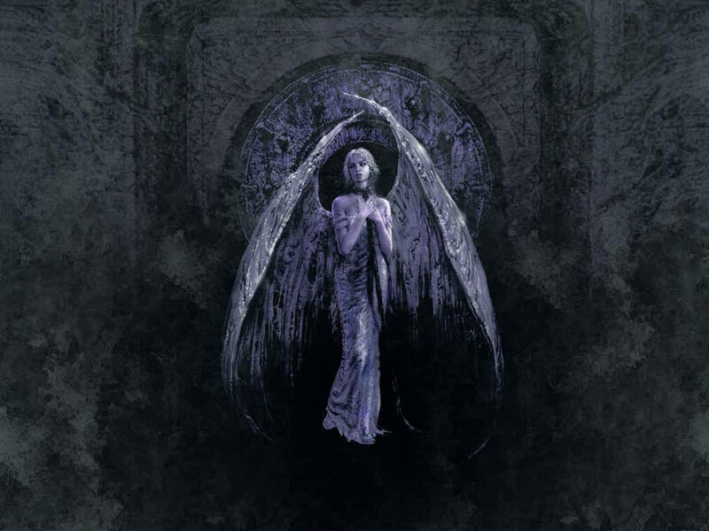 Angel with Large Wings — Purple, Dramatic, Digital Art, Dress