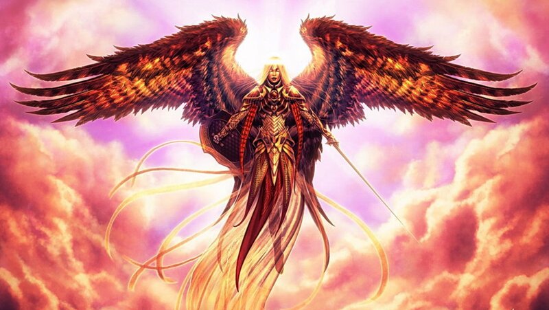 Angel with Large Wings — Purple, Dramatic, Sunset