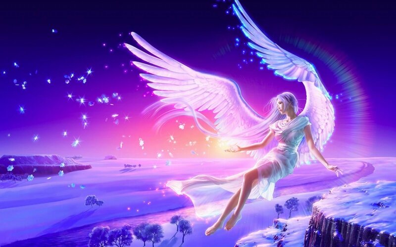 Angel with Large Wings — Purple, Serene