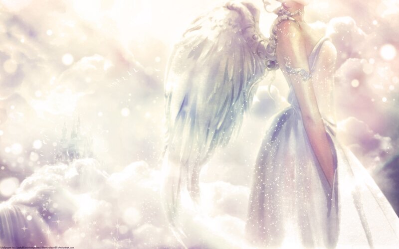 Angel with Large Wings — White, Ethereal, Digital Art