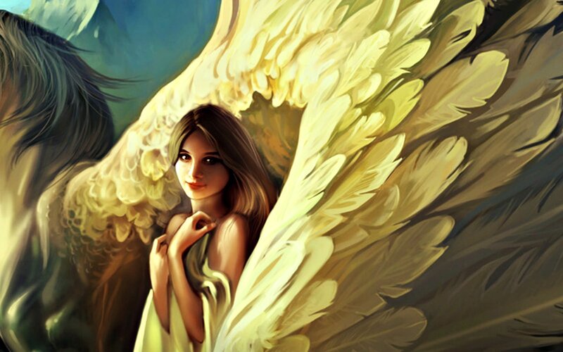 Angel with Large Wings — Yellow