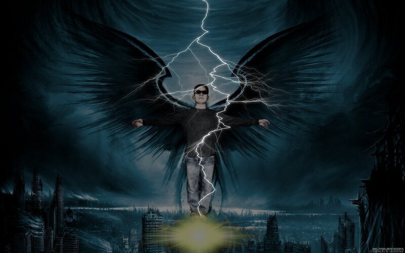 angel with lightning wings