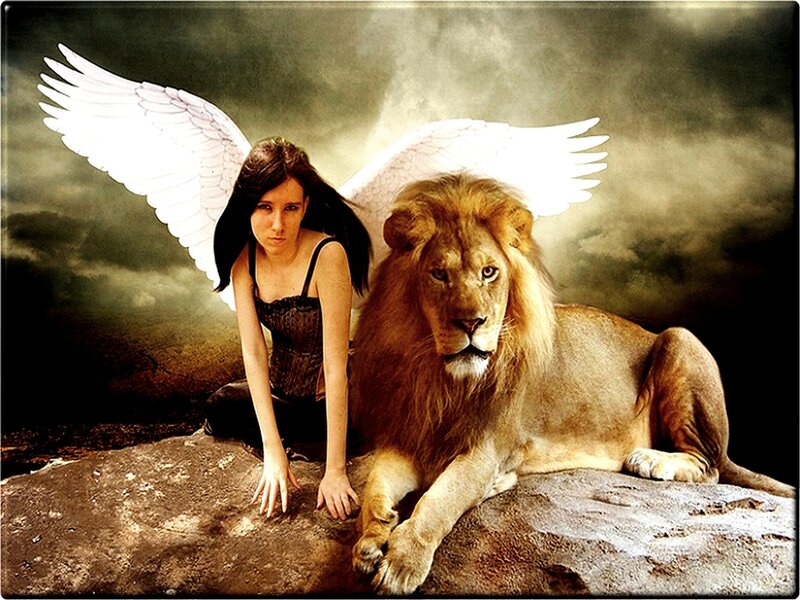 Angel with Lion — Brown