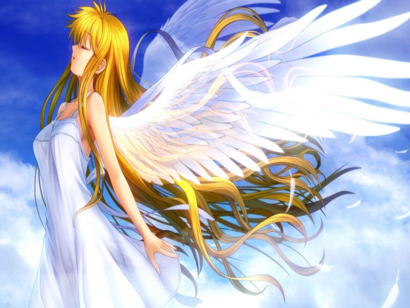 Angel with Long Hair — Blue