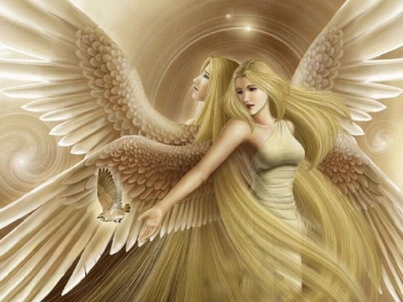 Angel with Long Hair — Gold