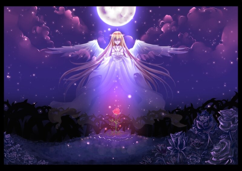 Angel with Long Hair — Purple, Serene