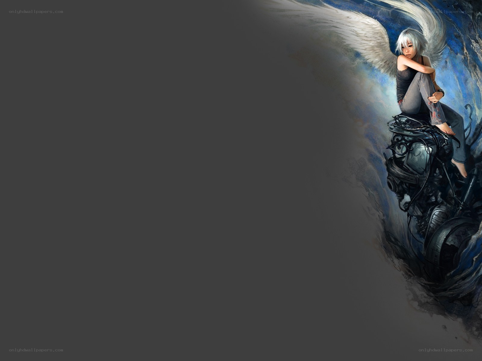 angel with mechanical wings