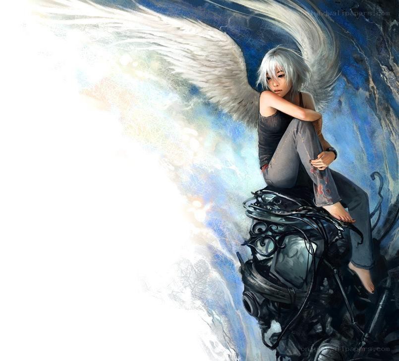 angel with mechanical wings