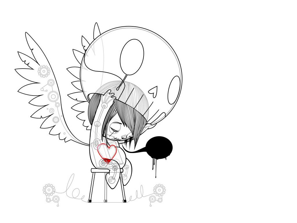 angel with mechanical wings
