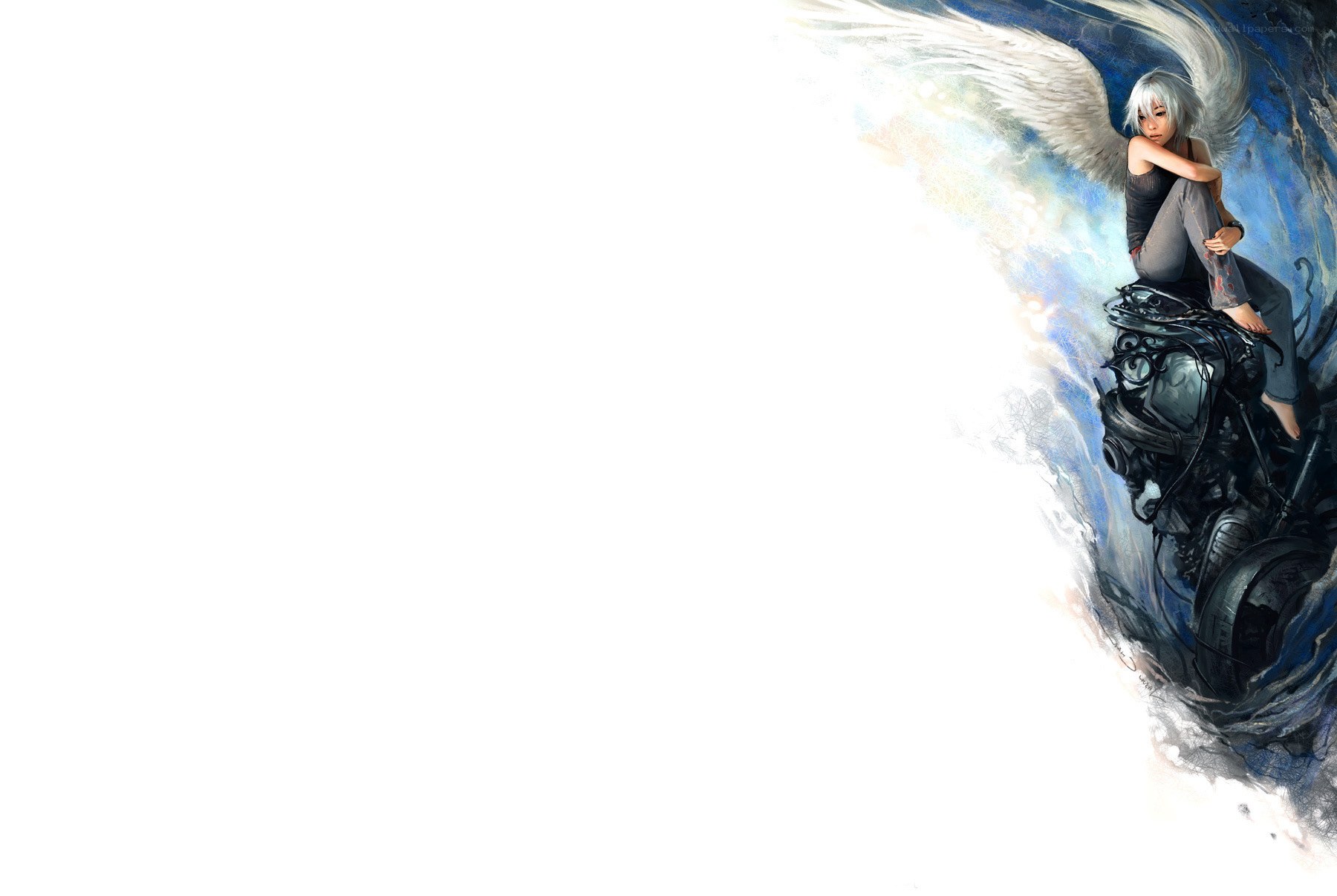 angel with mechanical wings