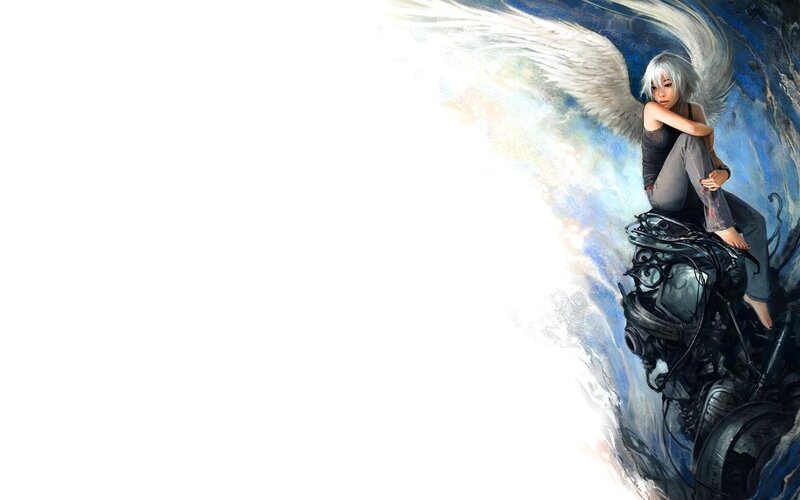 angel with mechanical wings