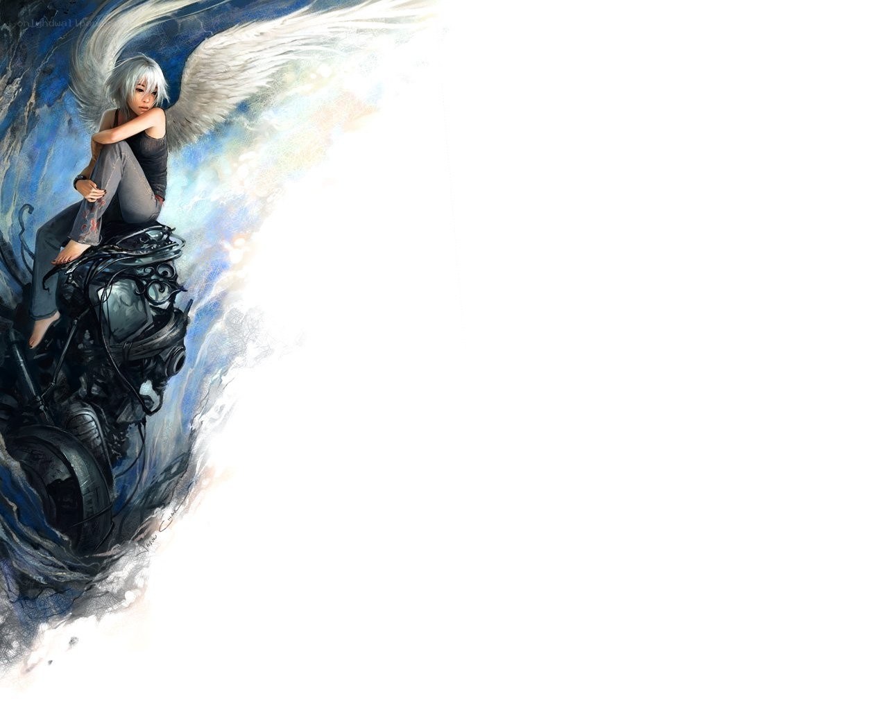 Angel with mechanical wings