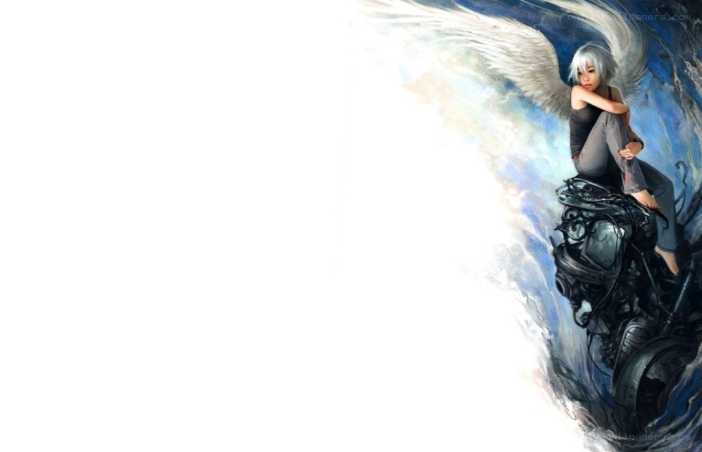 angel with mechanical wings
