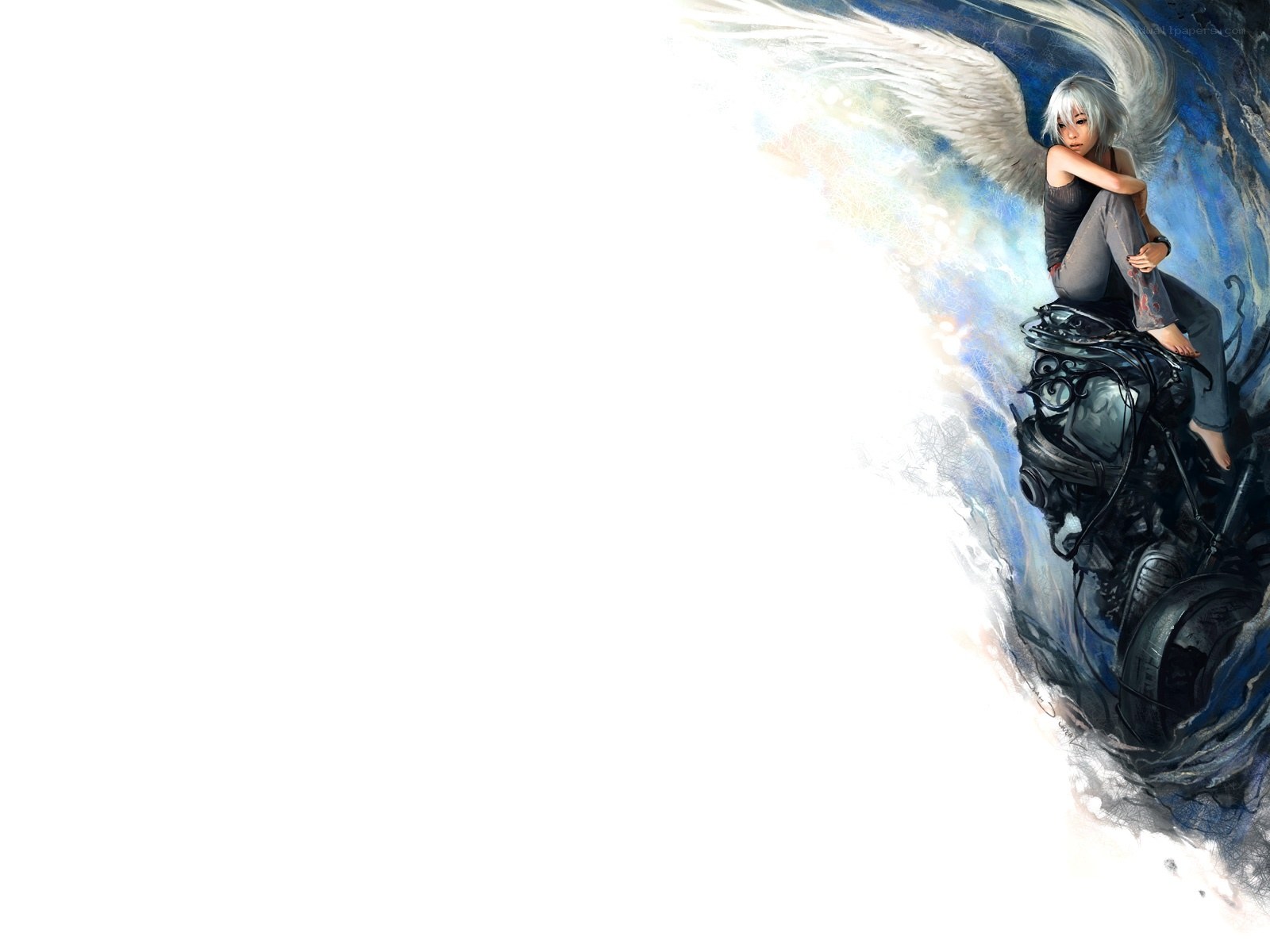 angel with mechanical wings