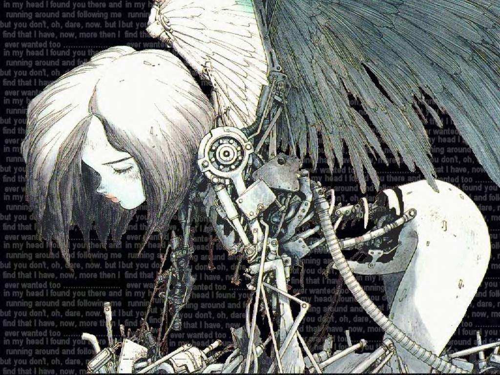 angel with mechanical wings