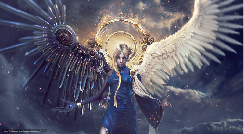 angel with mechanical wings