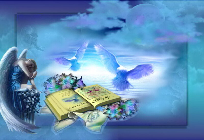 Angel with Open Book — Blue