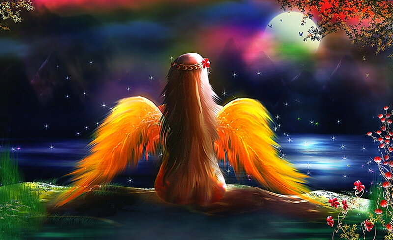 Angel with Orange Wings