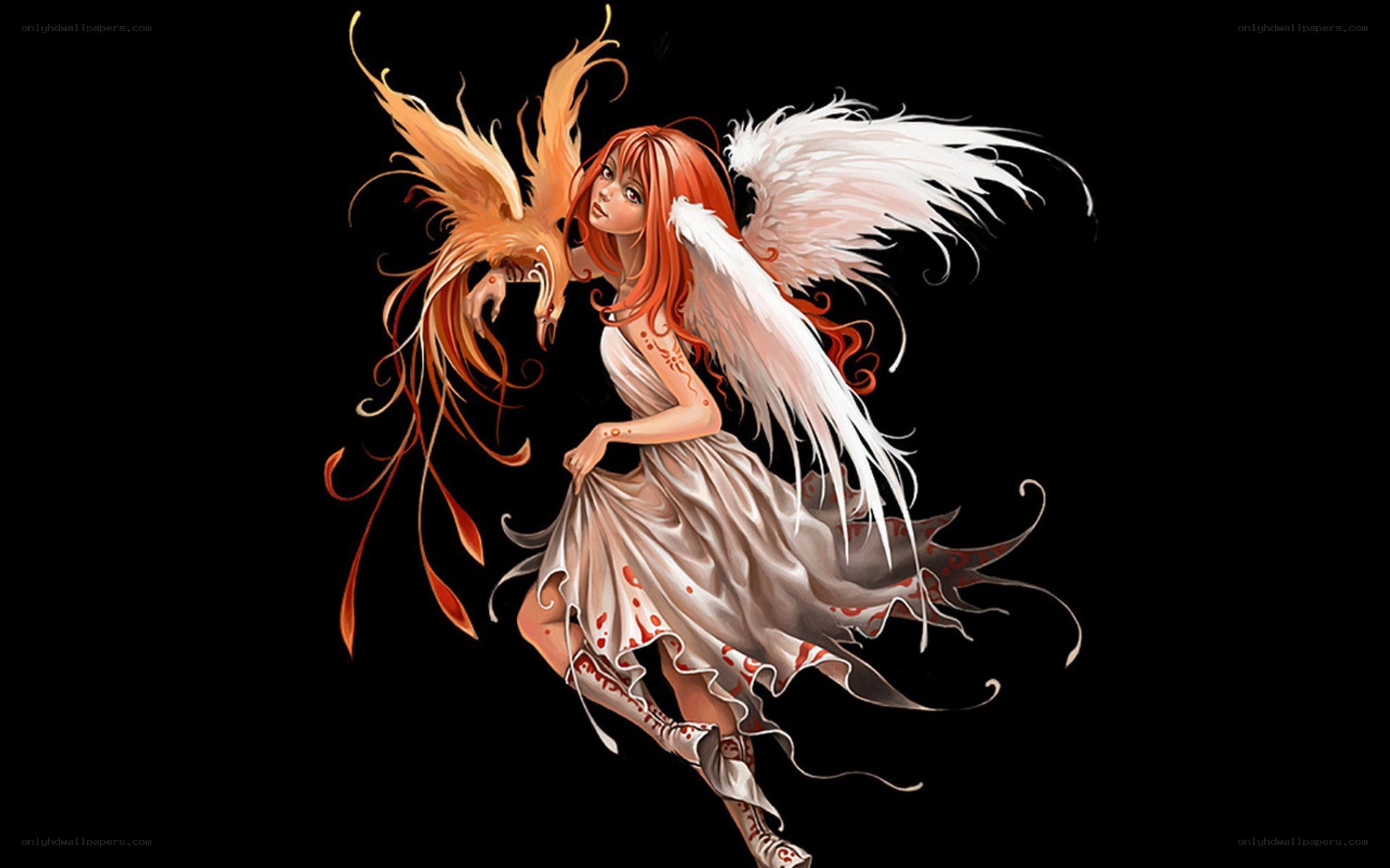angel with phoenix companion