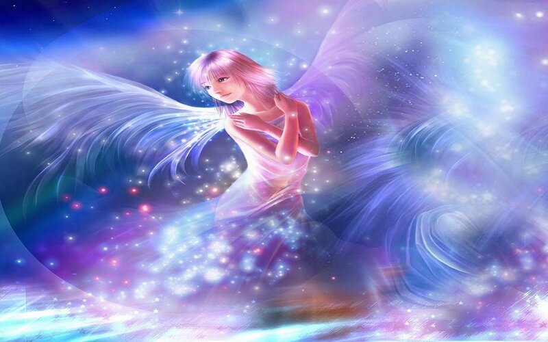 Angel with Pink Hair — Blue